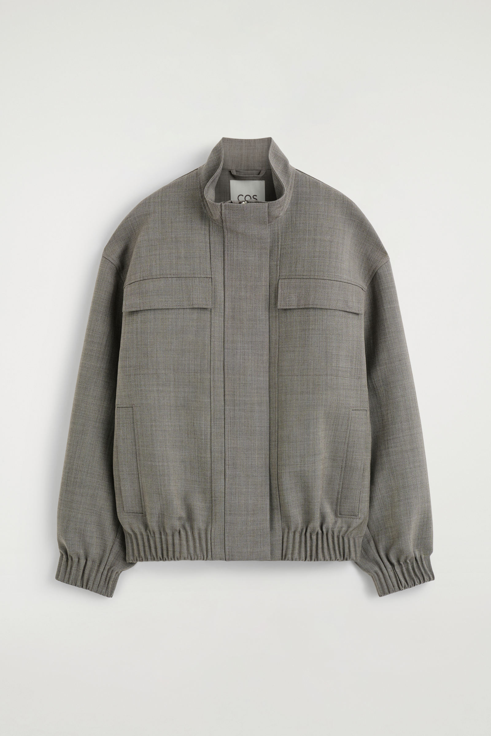 新品　COS ウールボンバージャケット　Mサイズ　グレー FUNNEL-NECK WOOL-BLEND BOMBER JACKET ファンネルネック ウール