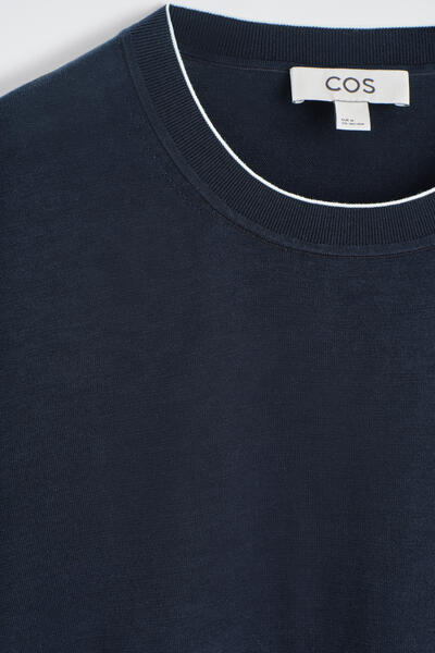 COS コントラストトリム シルクコットンTシャツ