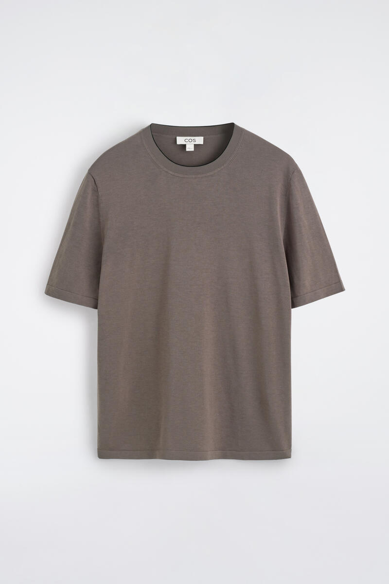 COS コントラストトリム シルクコットンTシャツ