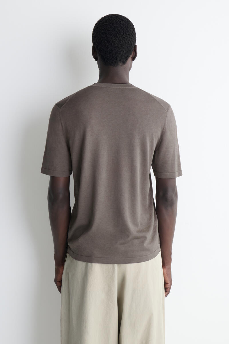 COS コントラストトリム シルクコットンTシャツ