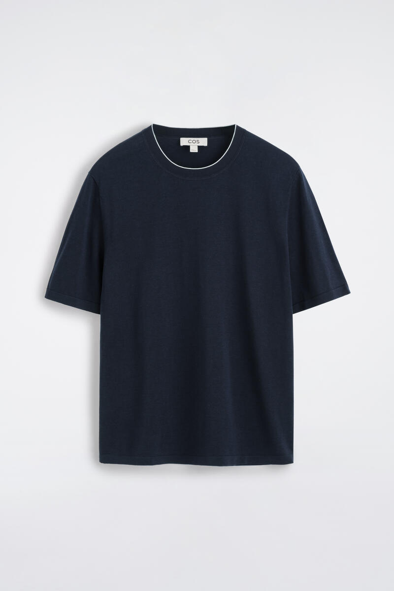 COS コントラストトリム シルクコットンTシャツ