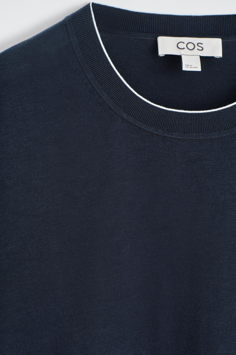 COS コントラストトリム シルクコットンTシャツ