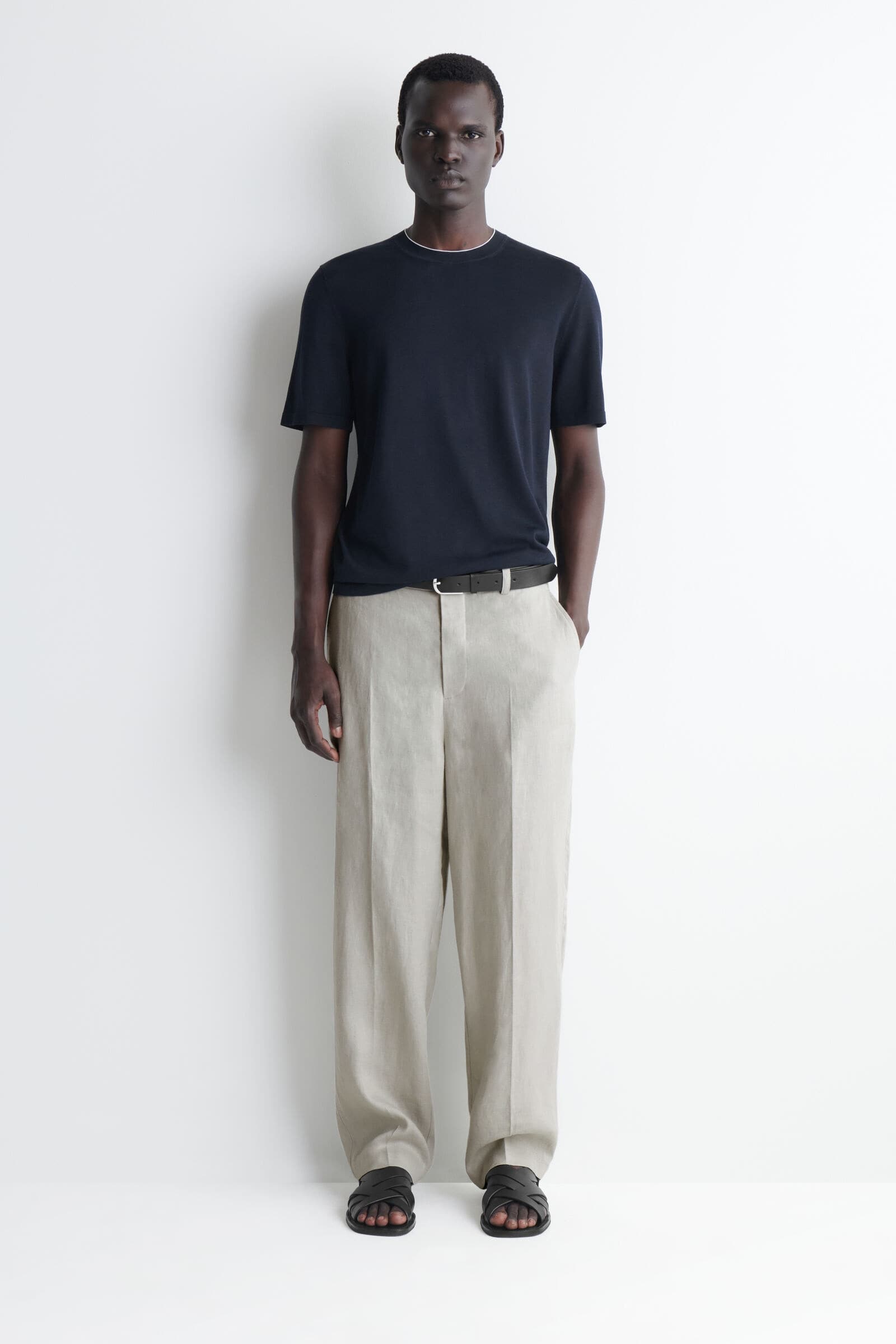 COS コントラストトリム シルクコットンTシャツ CONTRAST-TIPPED SILK-COTTON T-SHIRT コントラストトリム シルク