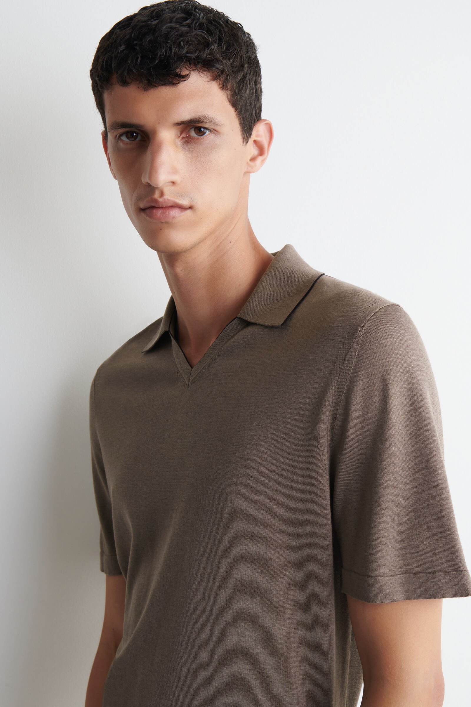 CONTRAST-TIPPED SILK-COTTON POLO SHIRT コントラストトリム シルク