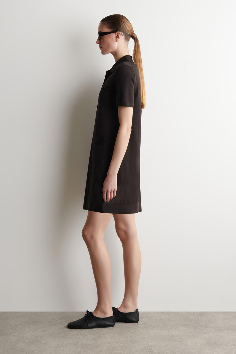 POCKET-DETAIL KNITTED COTTON MINI DRESS ポケット付きニットコットン