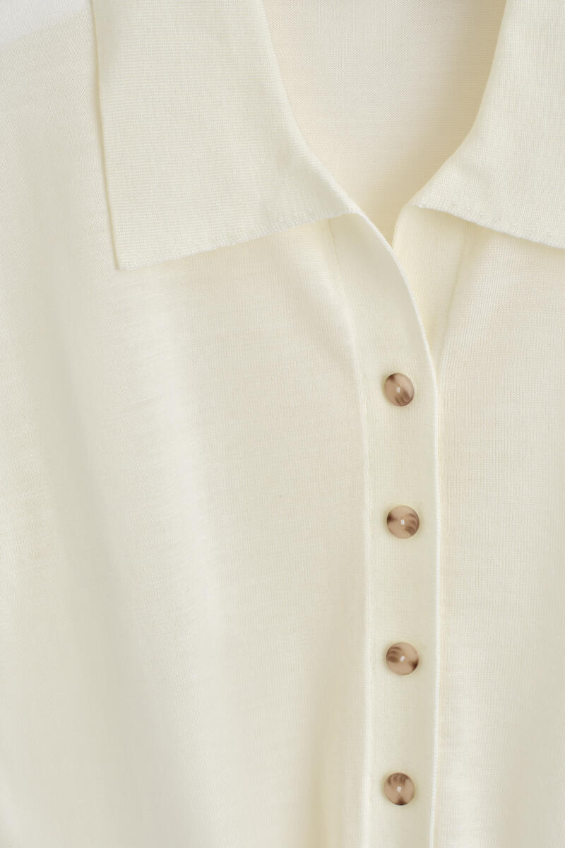 COS タイフロント ニットウールシャツ