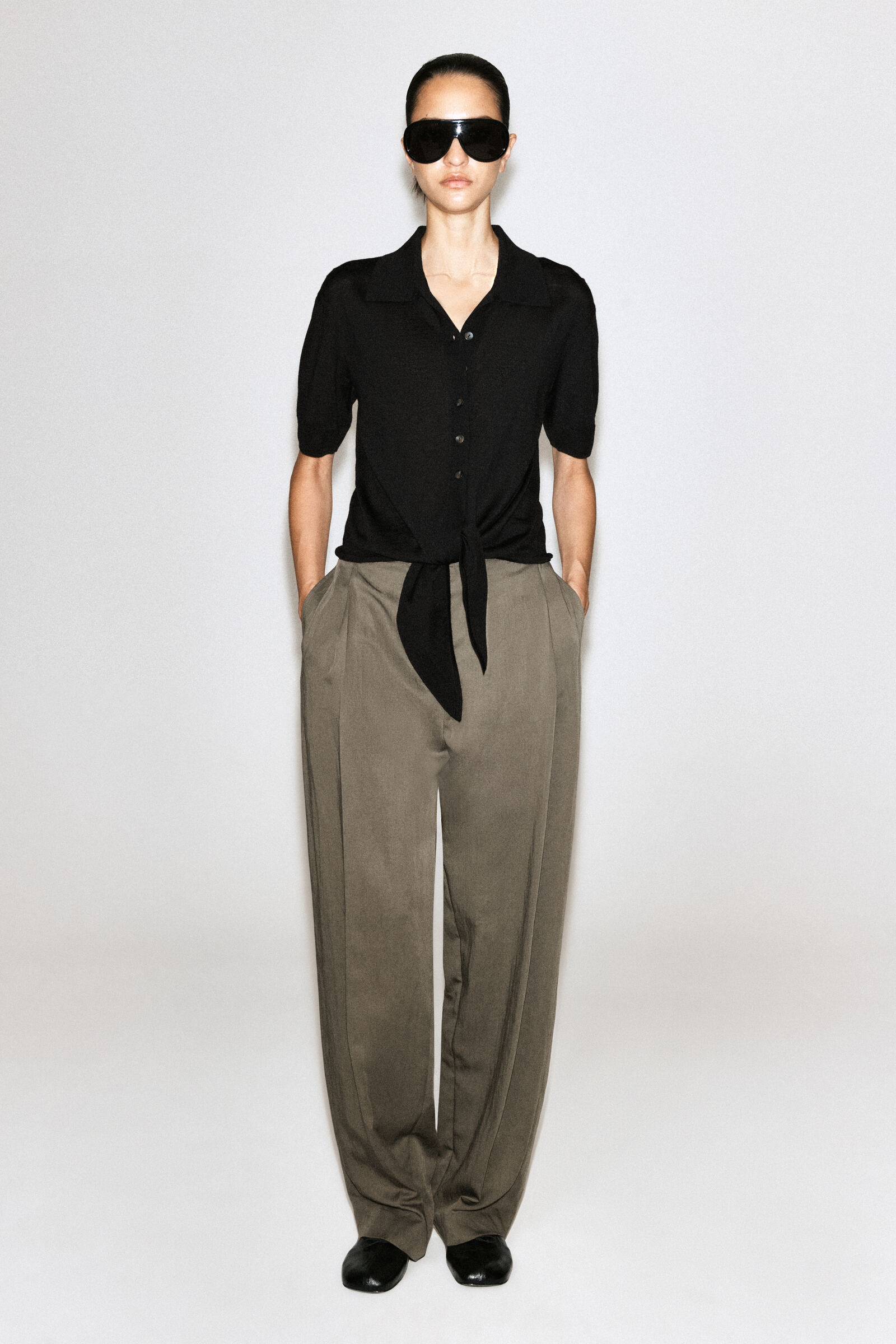 TIE-FRONT KNITTED WOOL SHIRT タイフロント ニットウールシャツ
