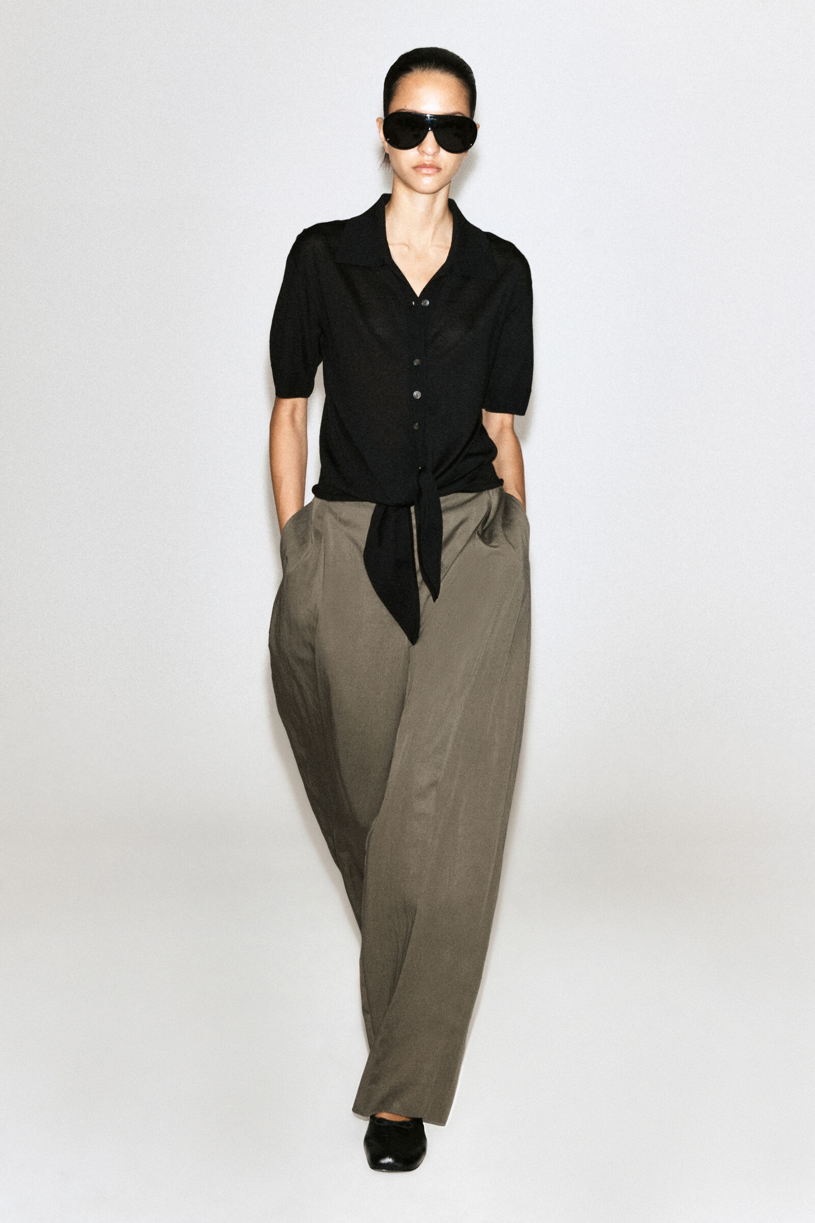 TIE-FRONT KNITTED WOOL SHIRT タイフロント ニットウールシャツ
