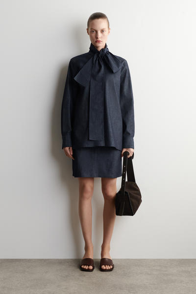COS リボンディテール デニムシャツ