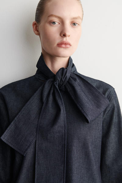 COS リボンディテール デニムシャツ