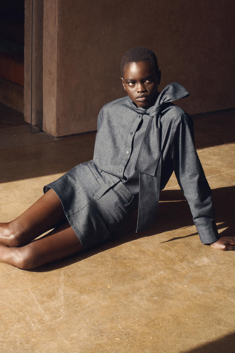 COS リボンディテール デニムシャツ