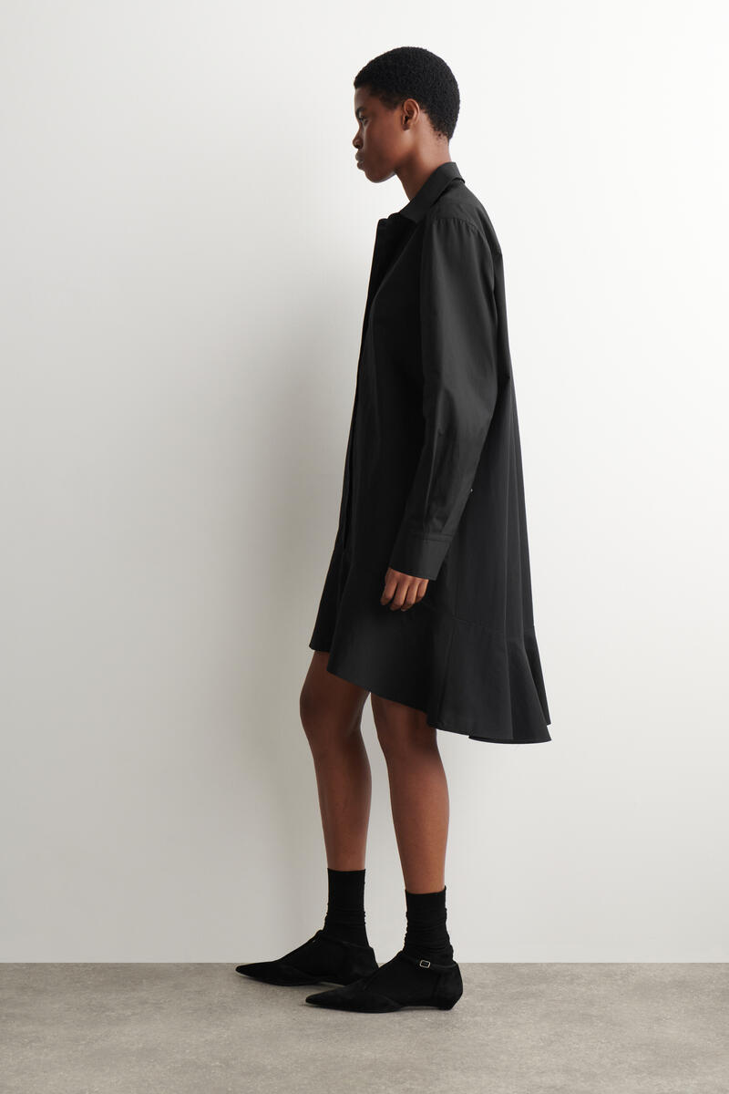 COS フレアコットンミニシャツドレス