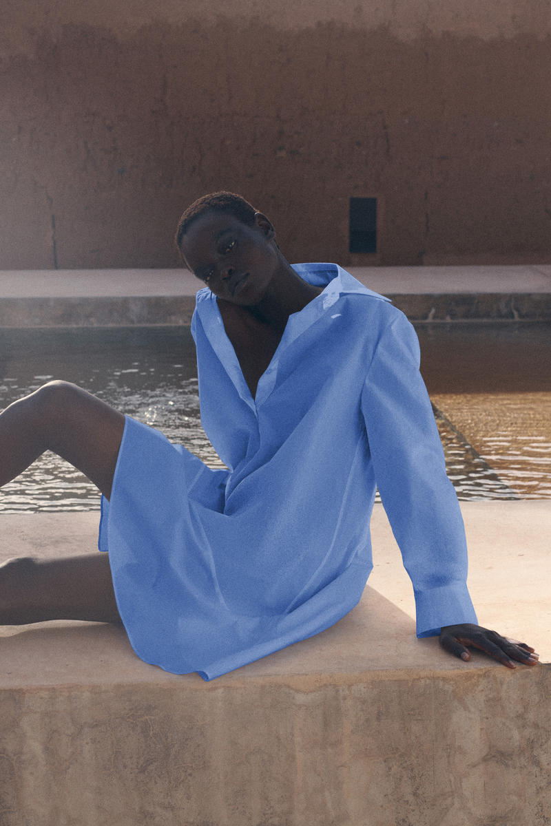 COS フレアコットンミニシャツドレス