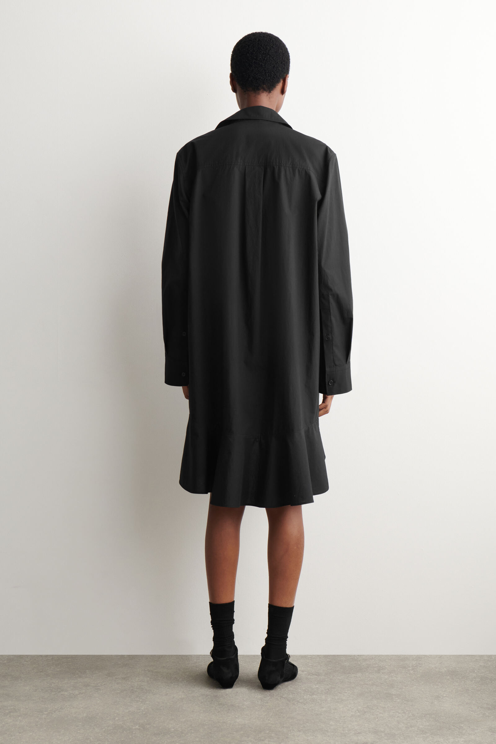 FLARED COTTON MINI SHIRT DRESS フレアコットンミニシャツワンピース 
