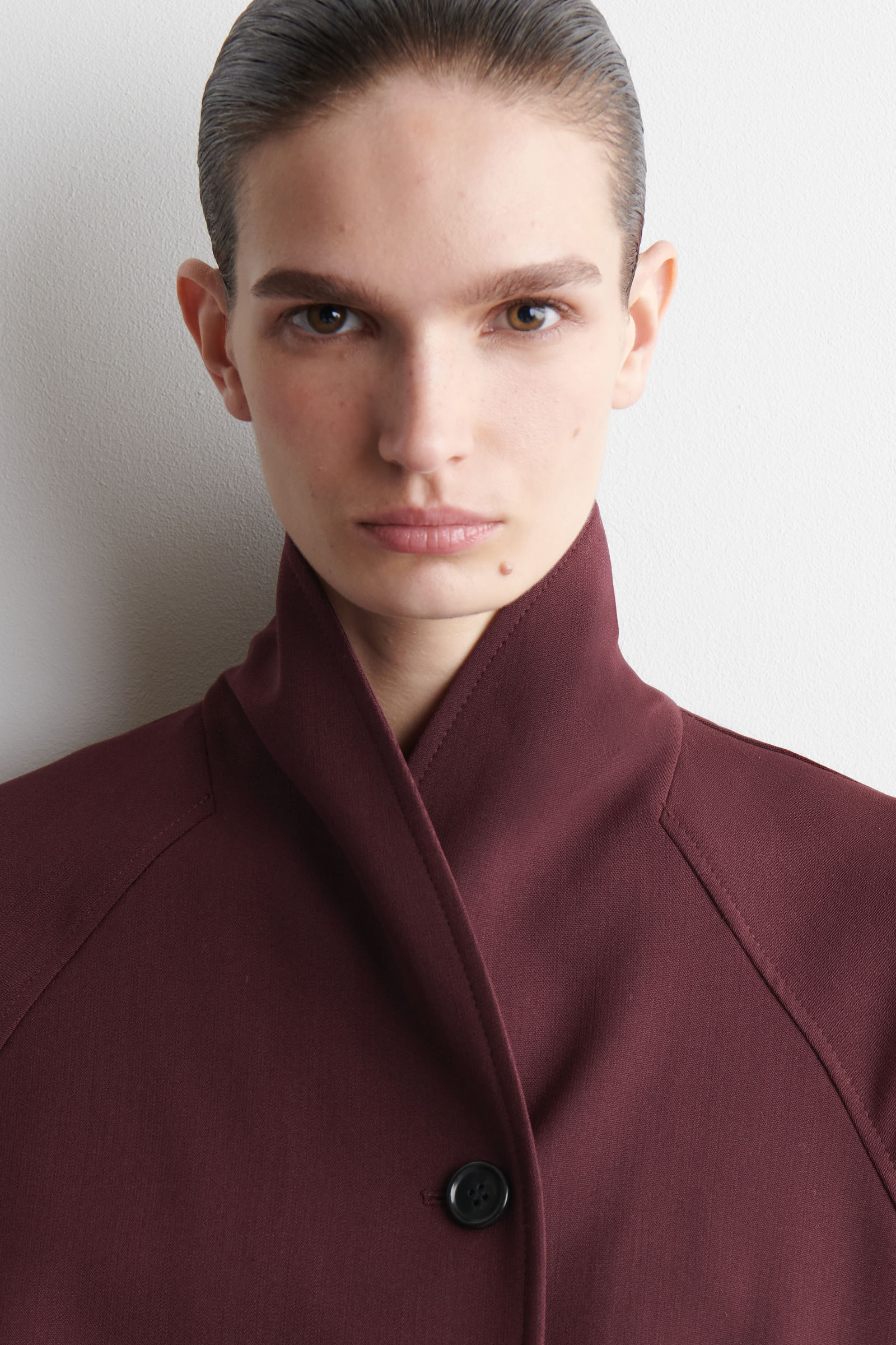 BELTED WOOL-BLEND SHAWL-COLLAR JACKET ベルト付きウール混ショール