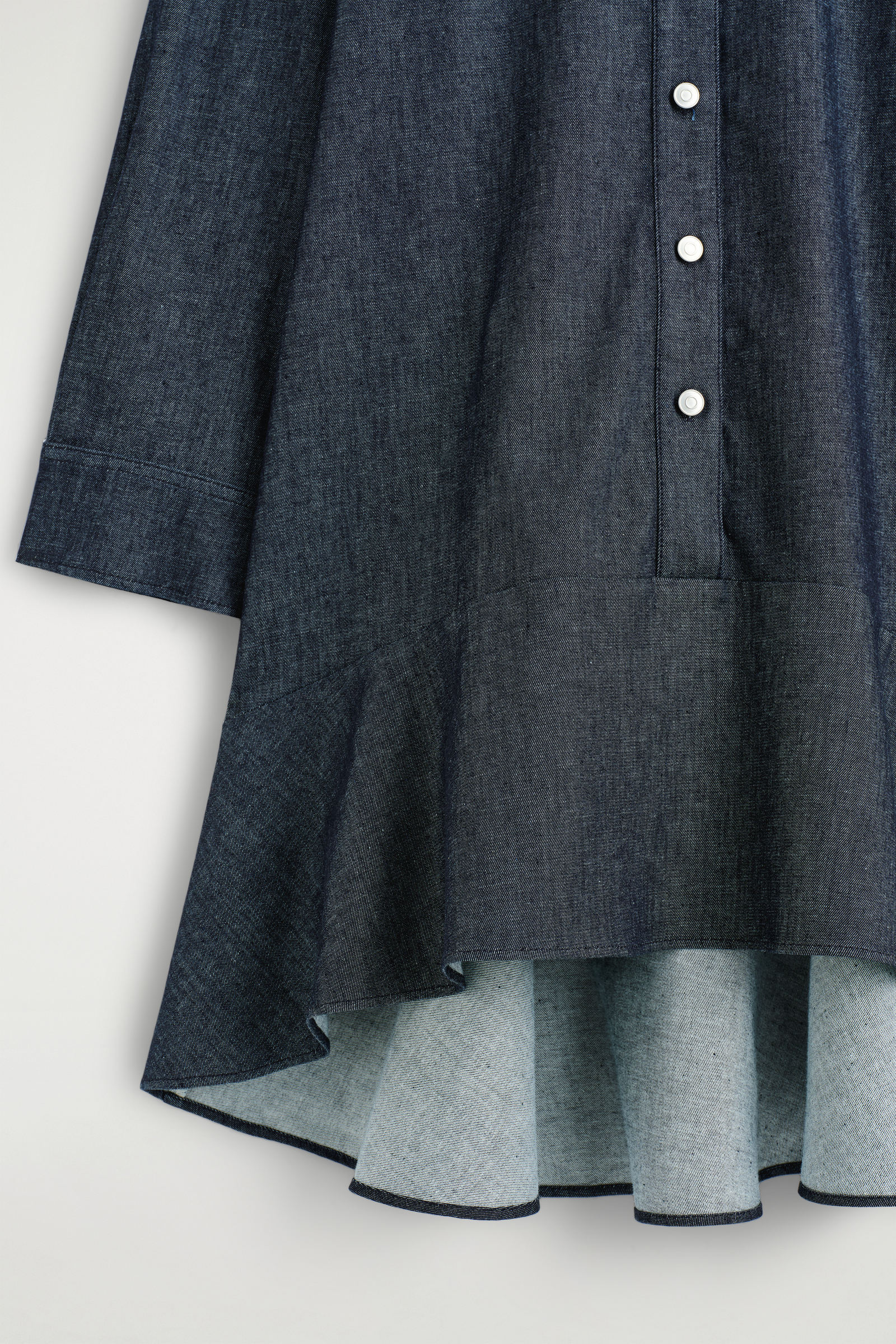 FLARED DENIM MINI SHIRT DRESS フレアデニムミニシャツワンピース