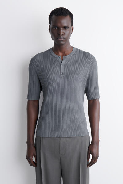 COS シルクコットン ヘンリーTシャツ