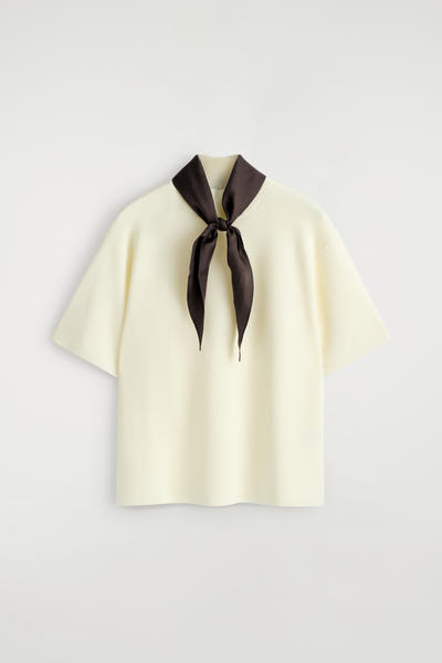 COS スカーフディテール メリノウールTシャツ