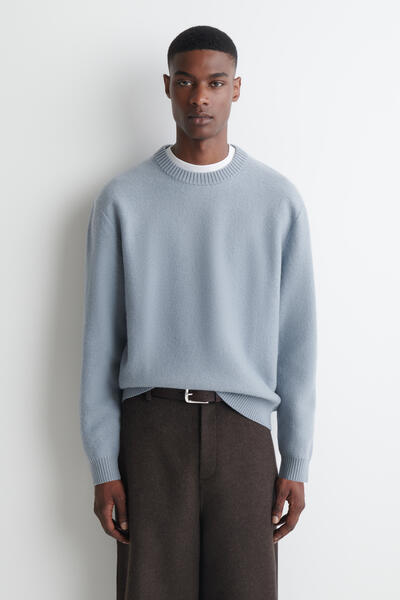 BOILED MERINO WOOL CREW-NECK JUMPER