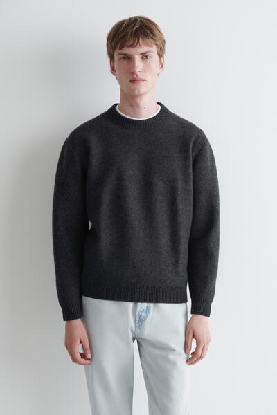 BOILED MERINO WOOL CREW-NECK JUMPER