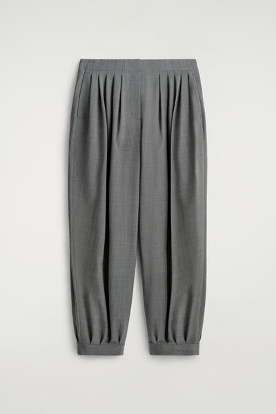 COS プリーツ入りウールブレンド バルーンレッグパンツ