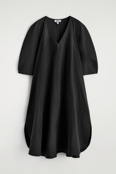 COS ラウンドVネック　コットンミディドレス