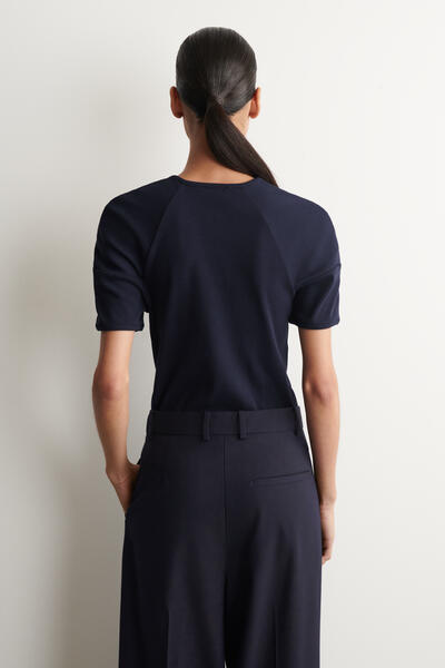 COS ラウンドリブジャージー ヘンリートップ