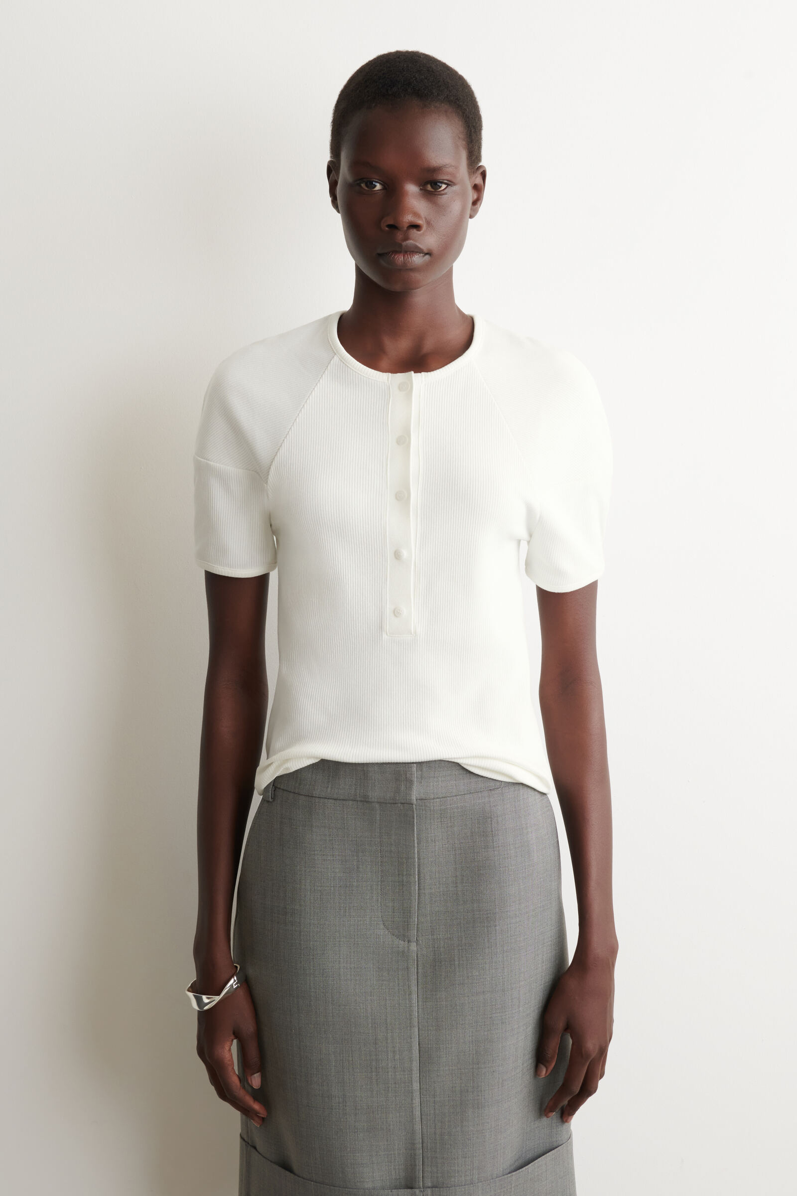 ROUNDED RIBBED JERSEY HENLEY TOP ラウンドリブジャージー ヘンリー 