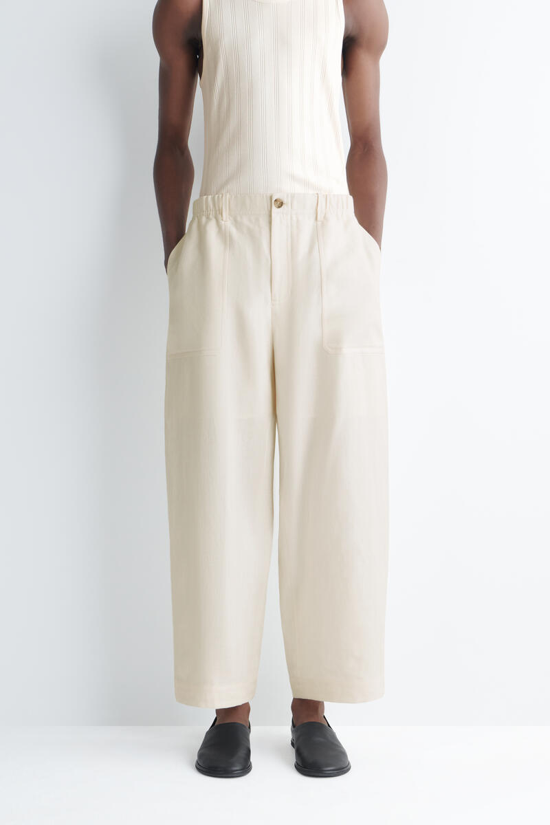 COS リネン リラックスフィット バレルレッグパンツ