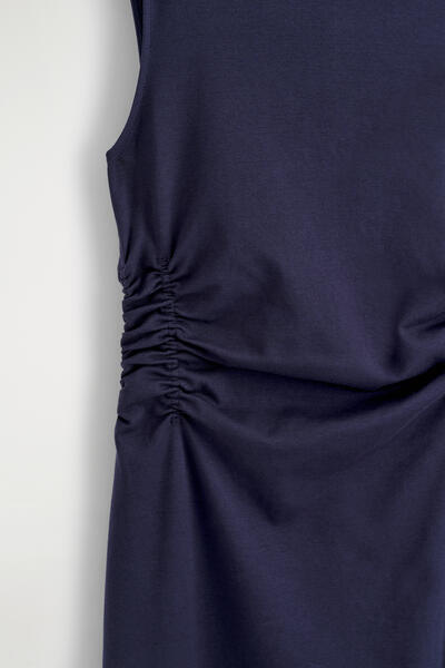 COS ウエストギャザー入り コットンジャージーミディドレス