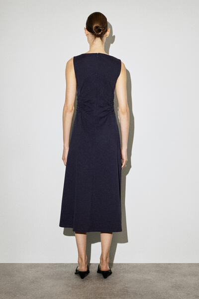 COS ウエストギャザー入り コットンジャージーミディドレス