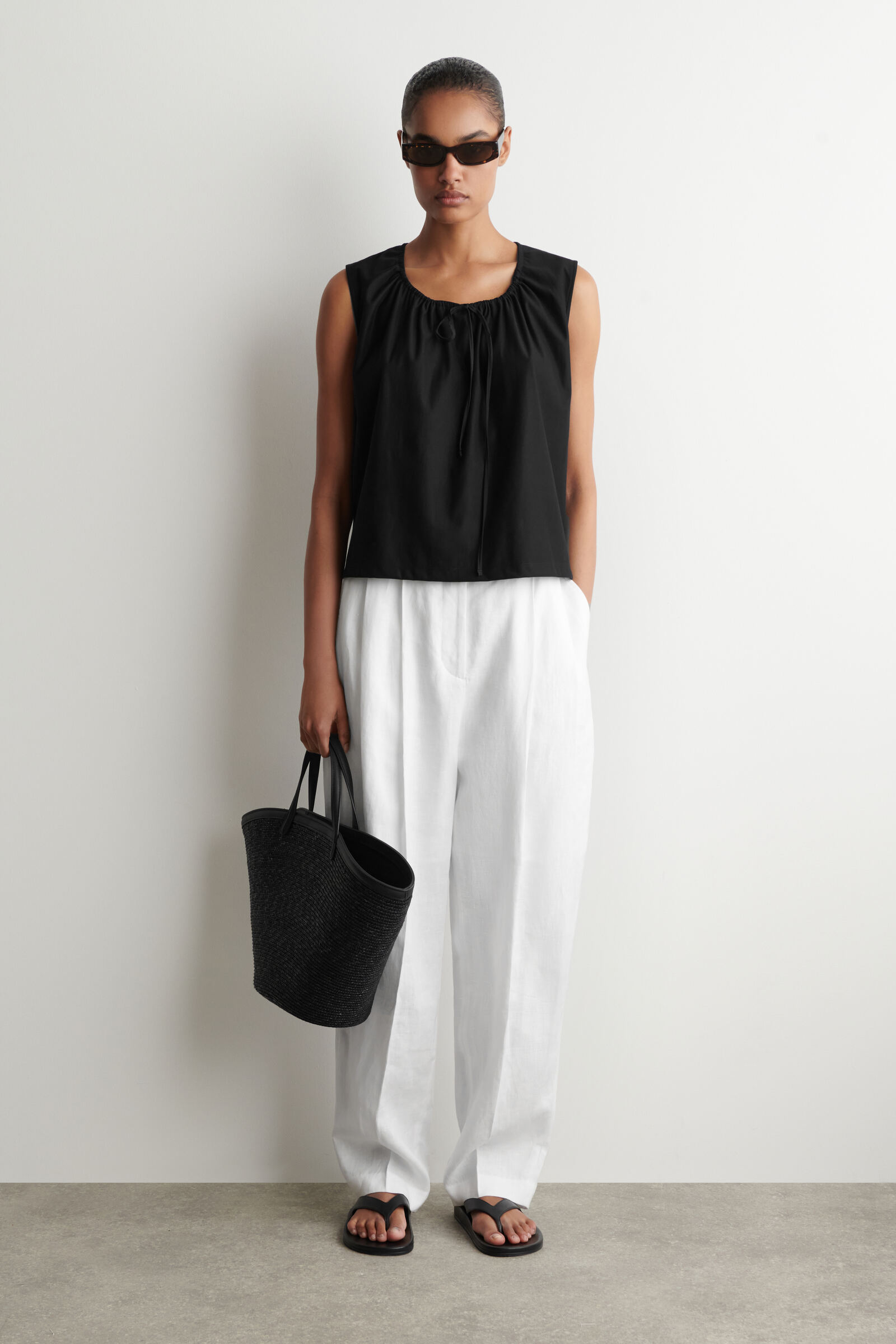 GATHERED-NECK JERSEY TANK TOP ギャザーネック ジャージータンク