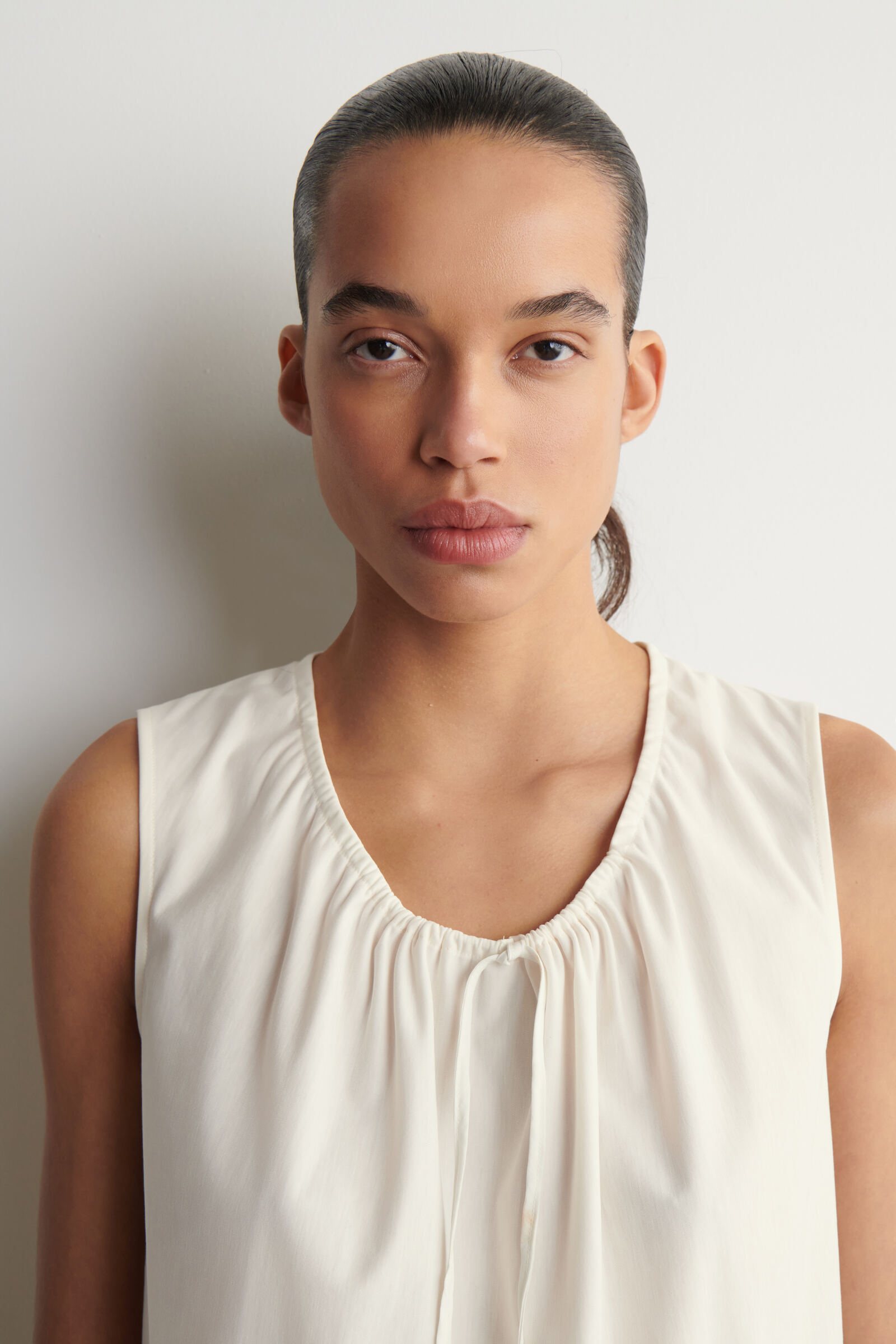 GATHERED-NECK JERSEY TANK TOP ギャザーネック ジャージータンク