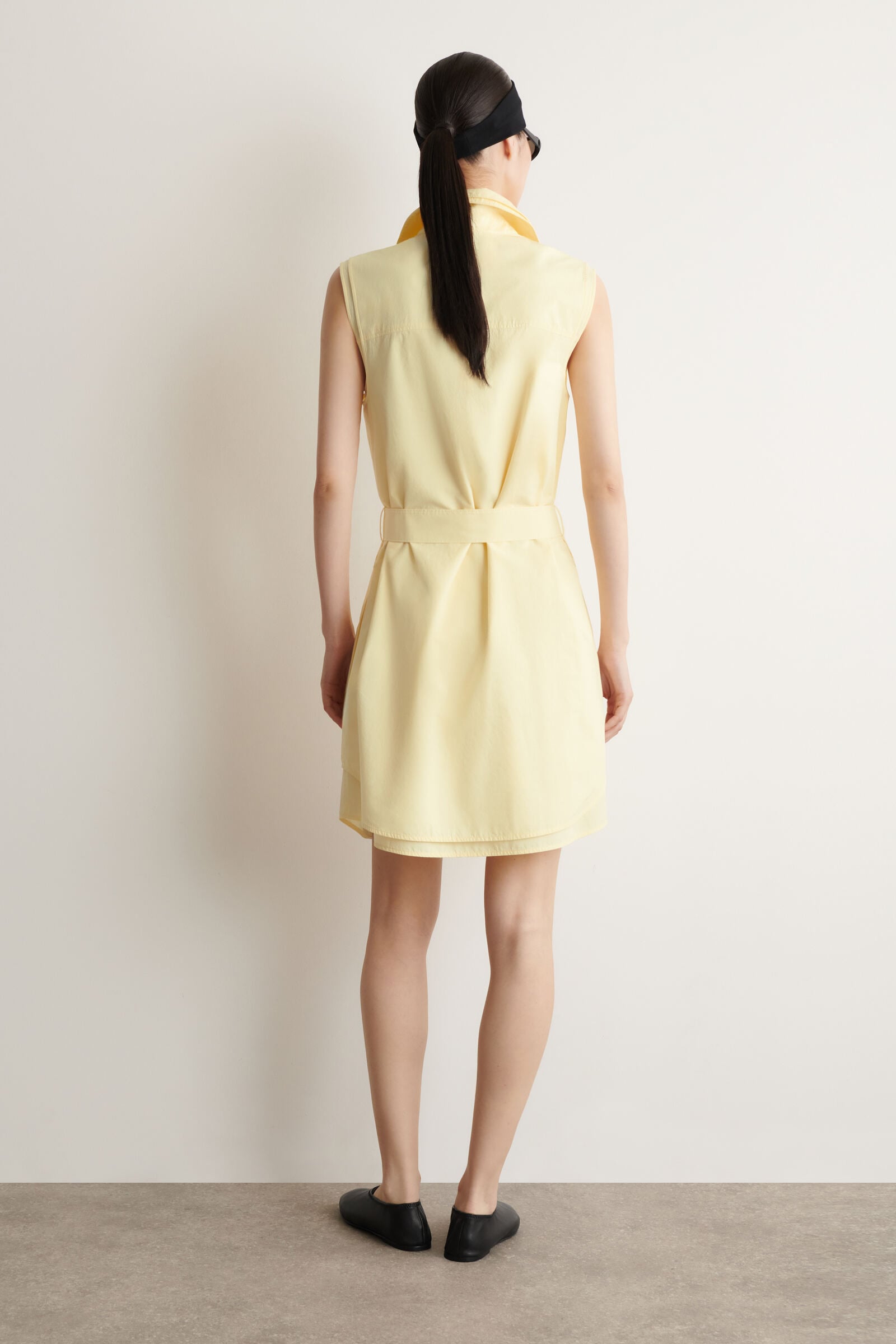 LAYERED SLEEVELESS MINI SHIRT DRESS レイヤード ノースリーブ ミニ 
