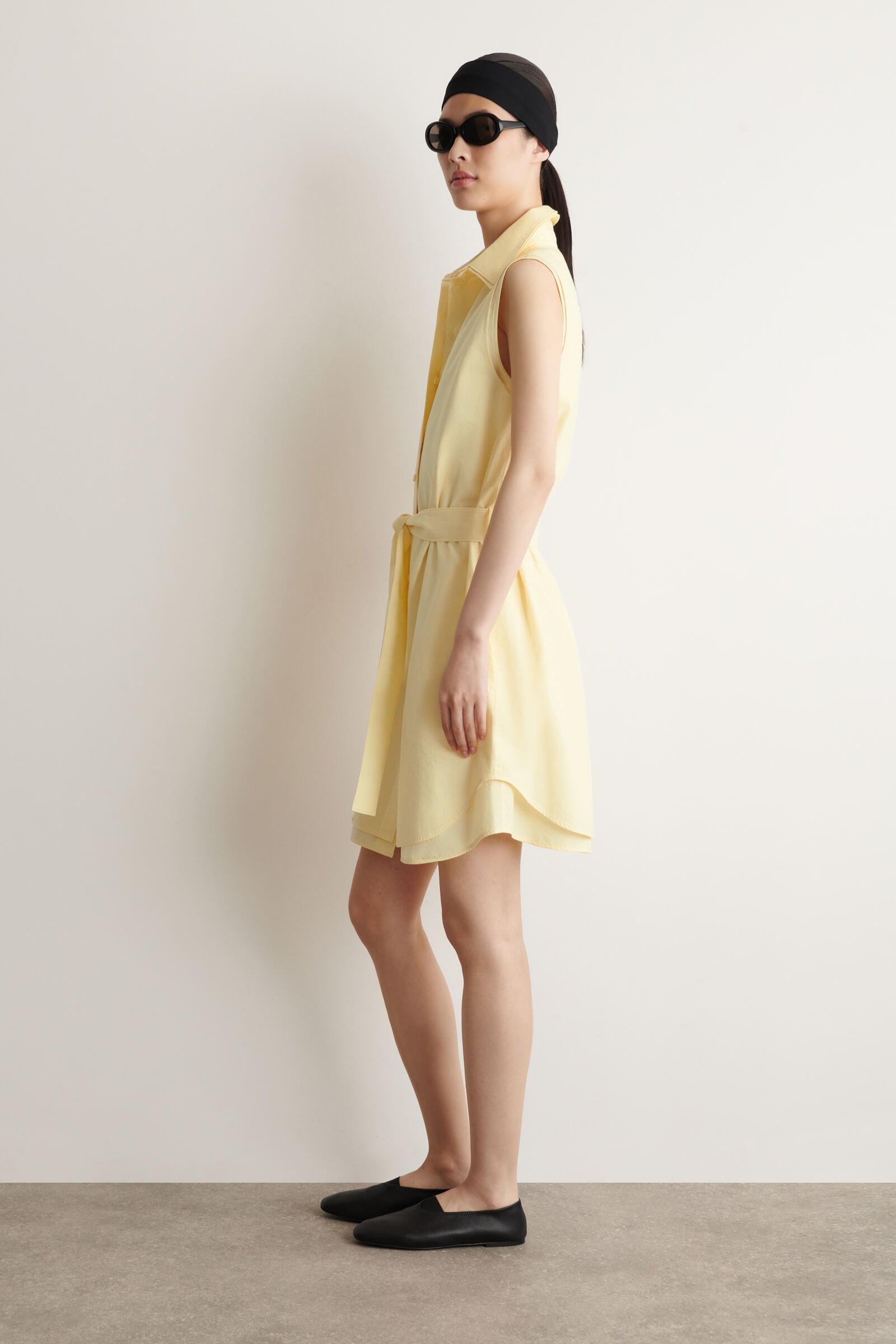 LAYERED SLEEVELESS MINI SHIRT DRESS レイヤード ノースリーブ ミニ 