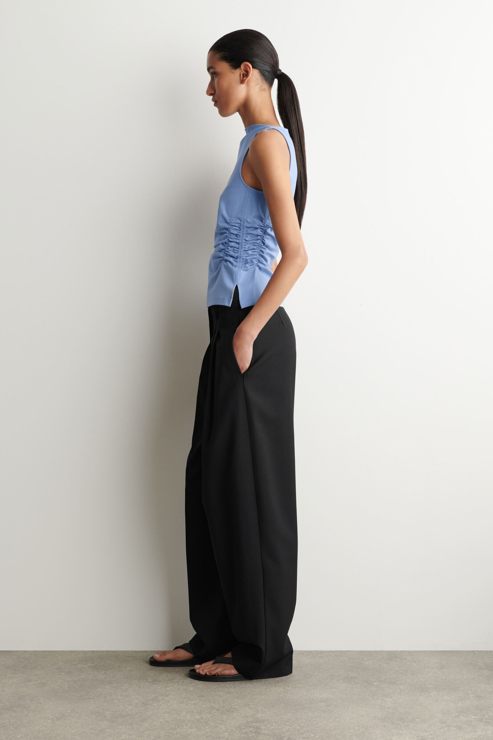 RUCHED-WAIST COTTON-JERSEY TANK TOP ギャザー入りコットンジャージー