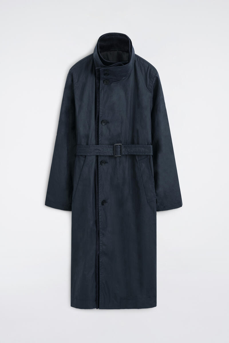 CORDUROY-COLLAR WAXED-COTTON TRENCH COAT コーデュロイディテール