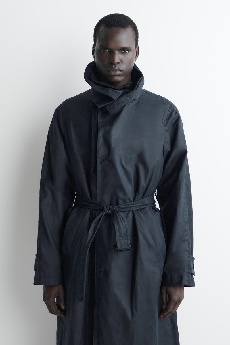 CORDUROY-COLLAR WAXED-COTTON TRENCH COAT コーデュロイディテール