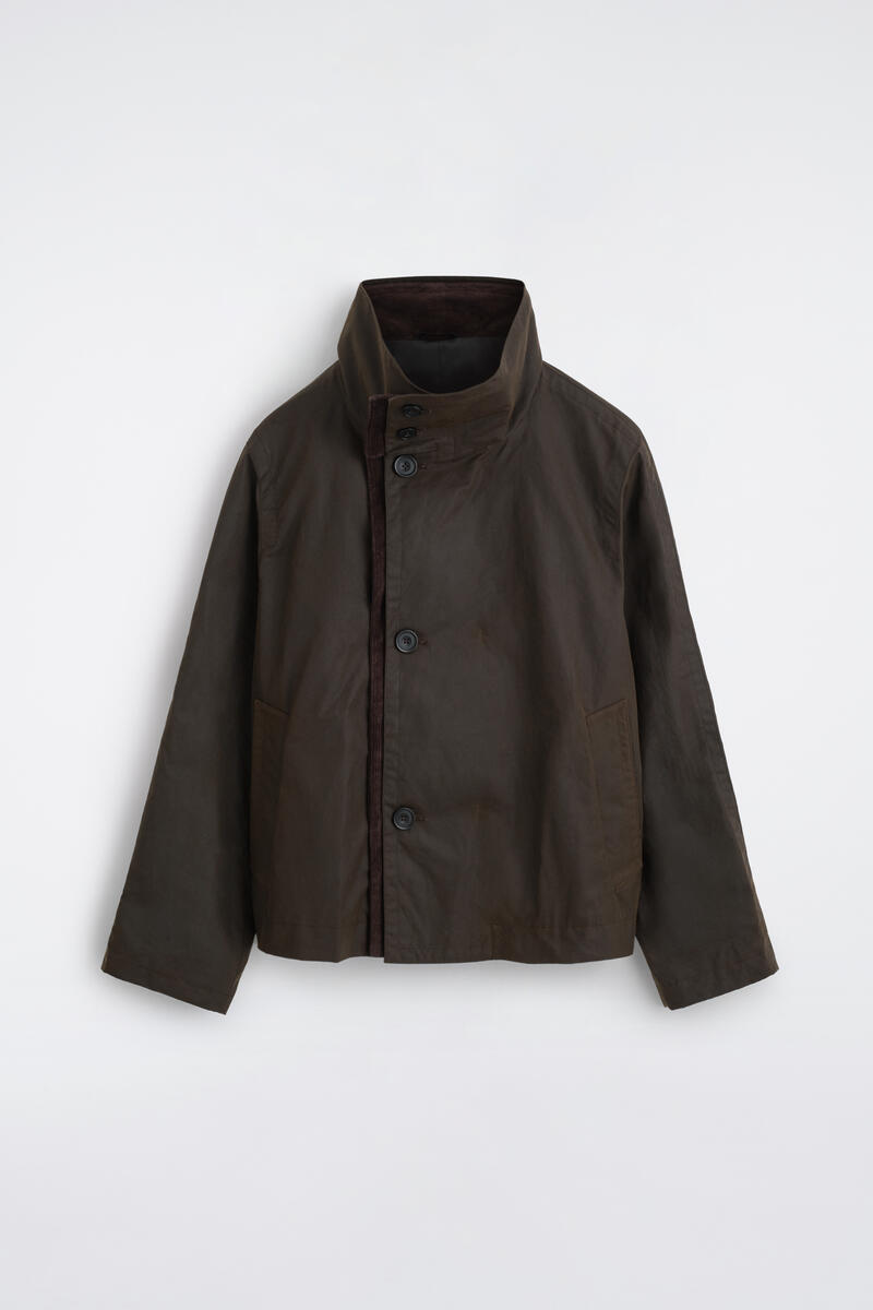 CORDUROY-DETAIL WAXED-COTTON JACKET コーデュロイディテール