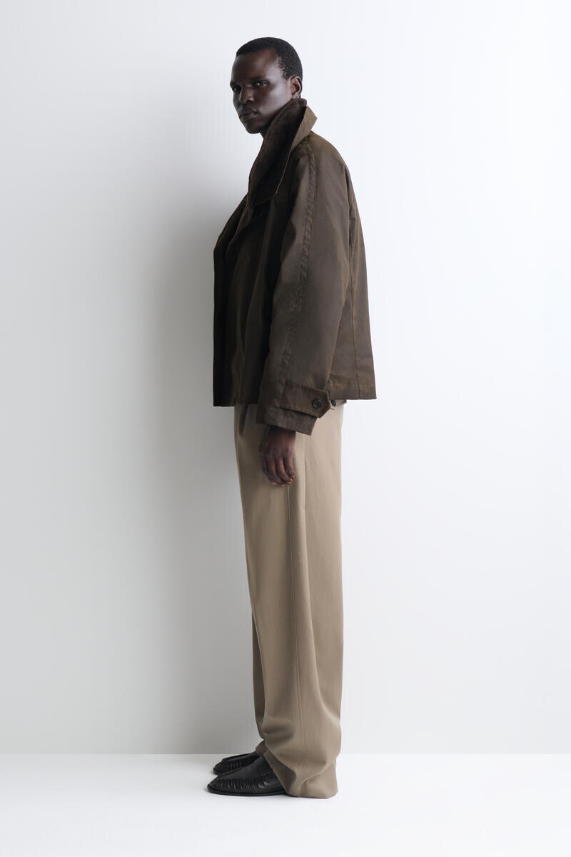 CORDUROY-DETAIL WAXED-COTTON JACKET コーデュロイディテール