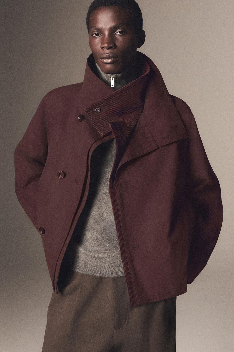 CORDUROY-DETAIL WAXED-COTTON JACKET コーデュロイディテール
