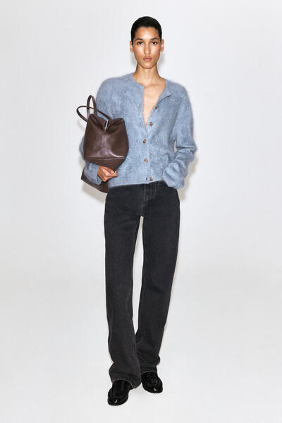 BRUSHED-CASHMERE CREW-NECK CARDIGAN