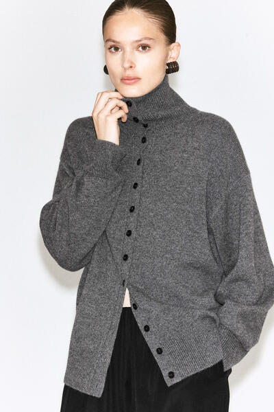 COS スカルプテッド カシミヤファネルネックカーディガン