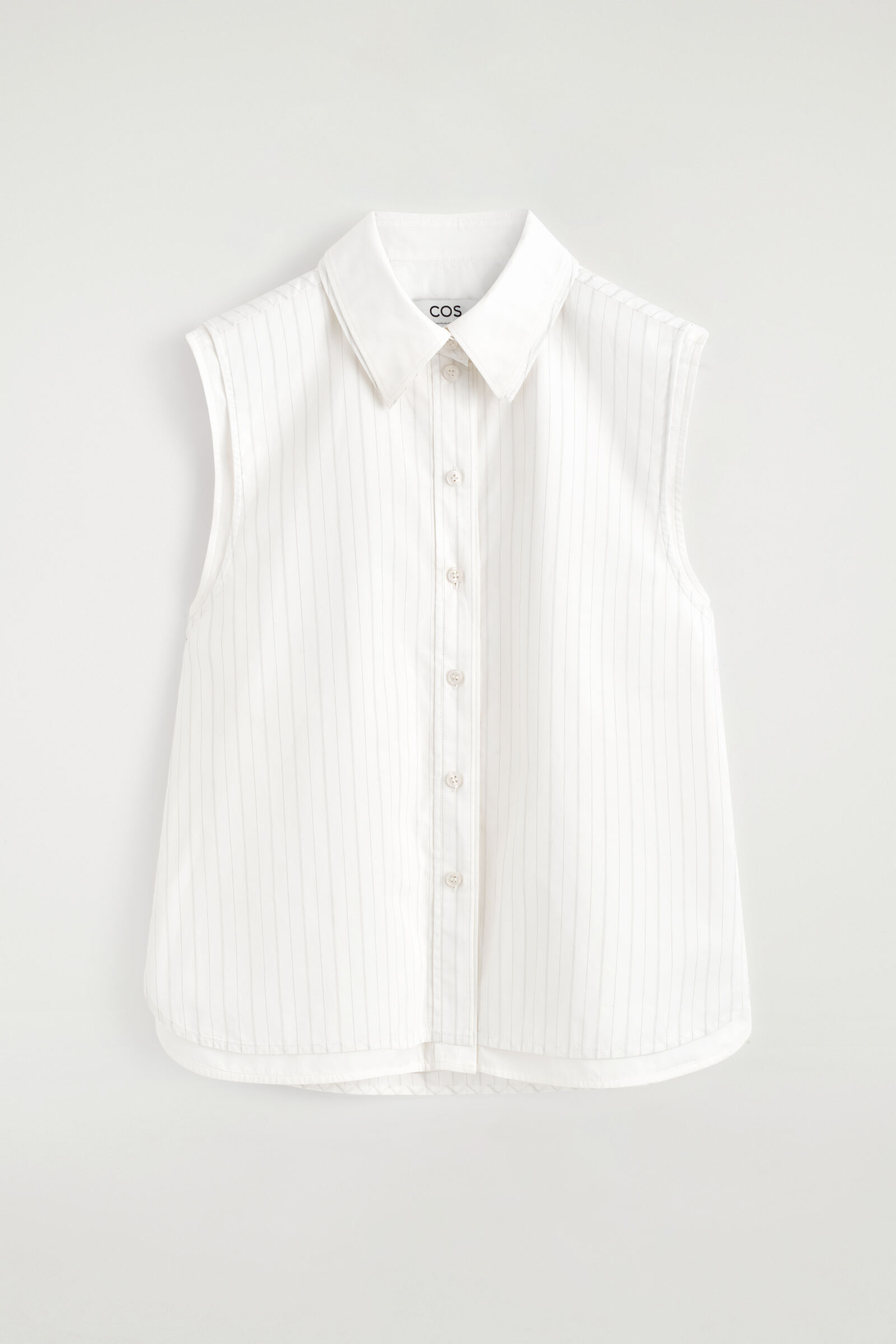 LAYERED PINSTRIPED SLEEVELESS SHIRT レイヤード ピンストライプ 