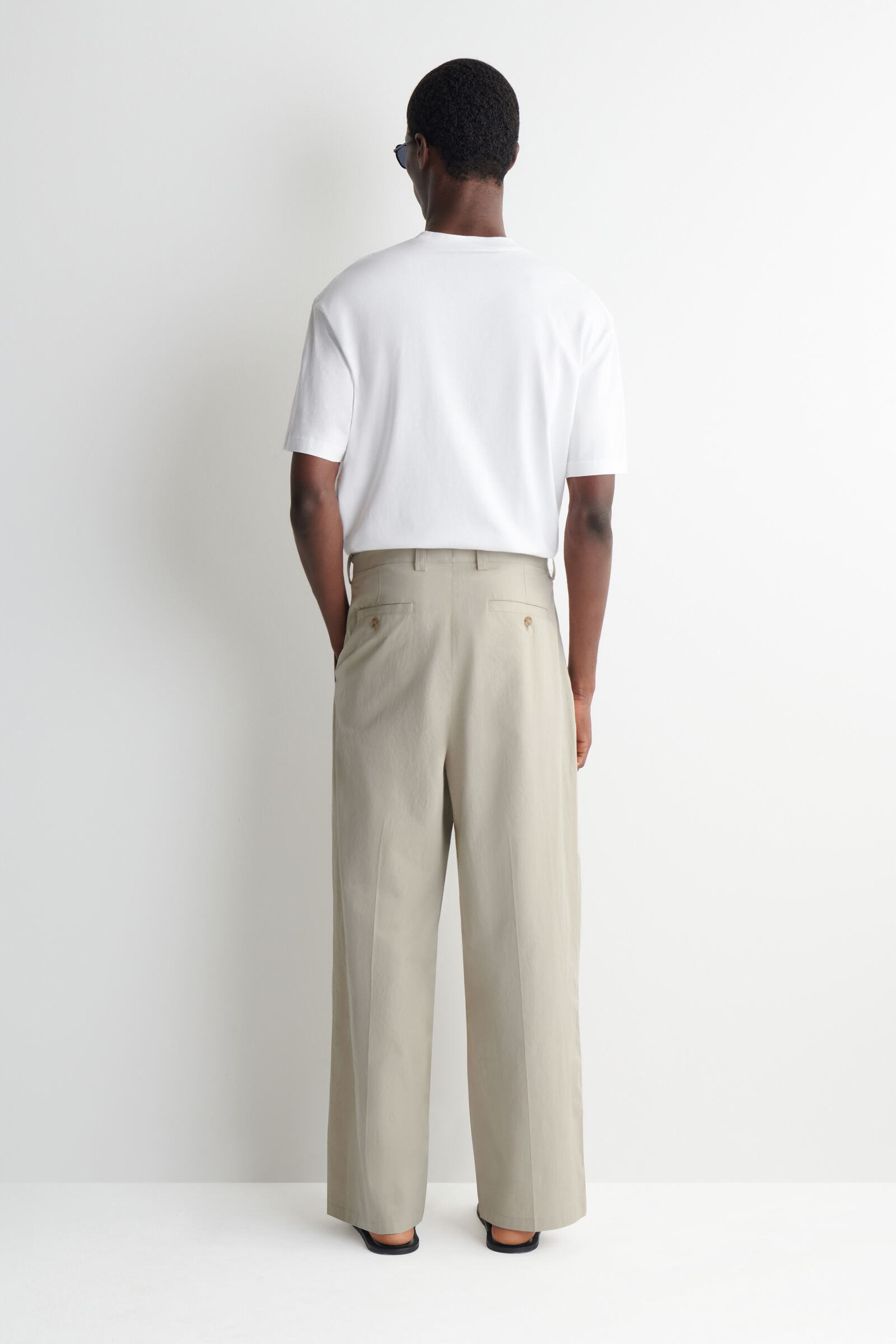 COTTON RELAXED WIDE-LEG DRAWSTRING TROUSERS 綿リラックスワイド