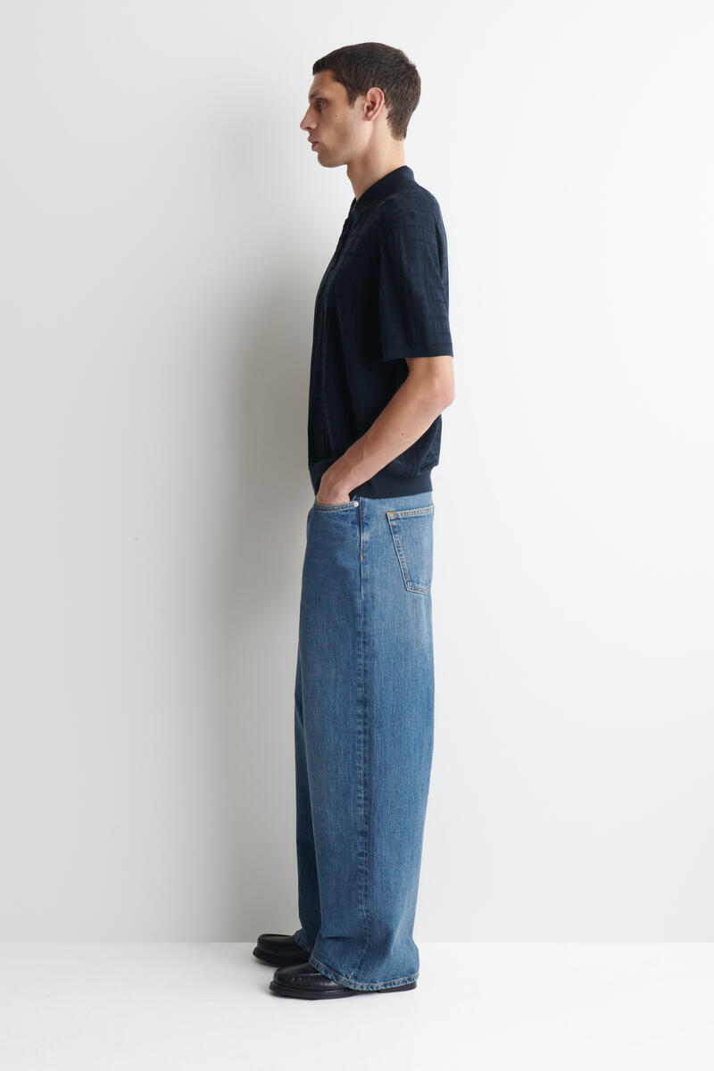 CHECKED JACQUARD-KNIT POLO SHIRT チェック柄 ジャカードニット