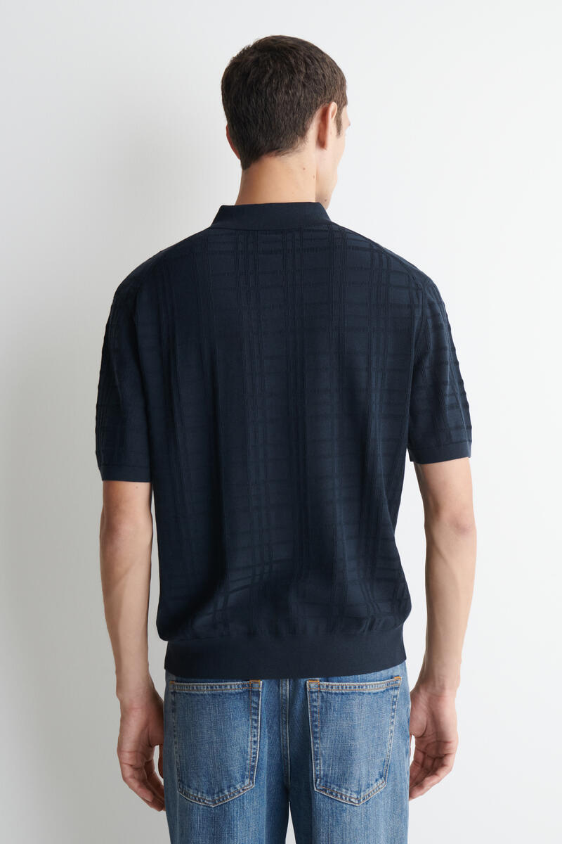 CHECKED JACQUARD-KNIT POLO SHIRT チェック柄 ジャカードニット