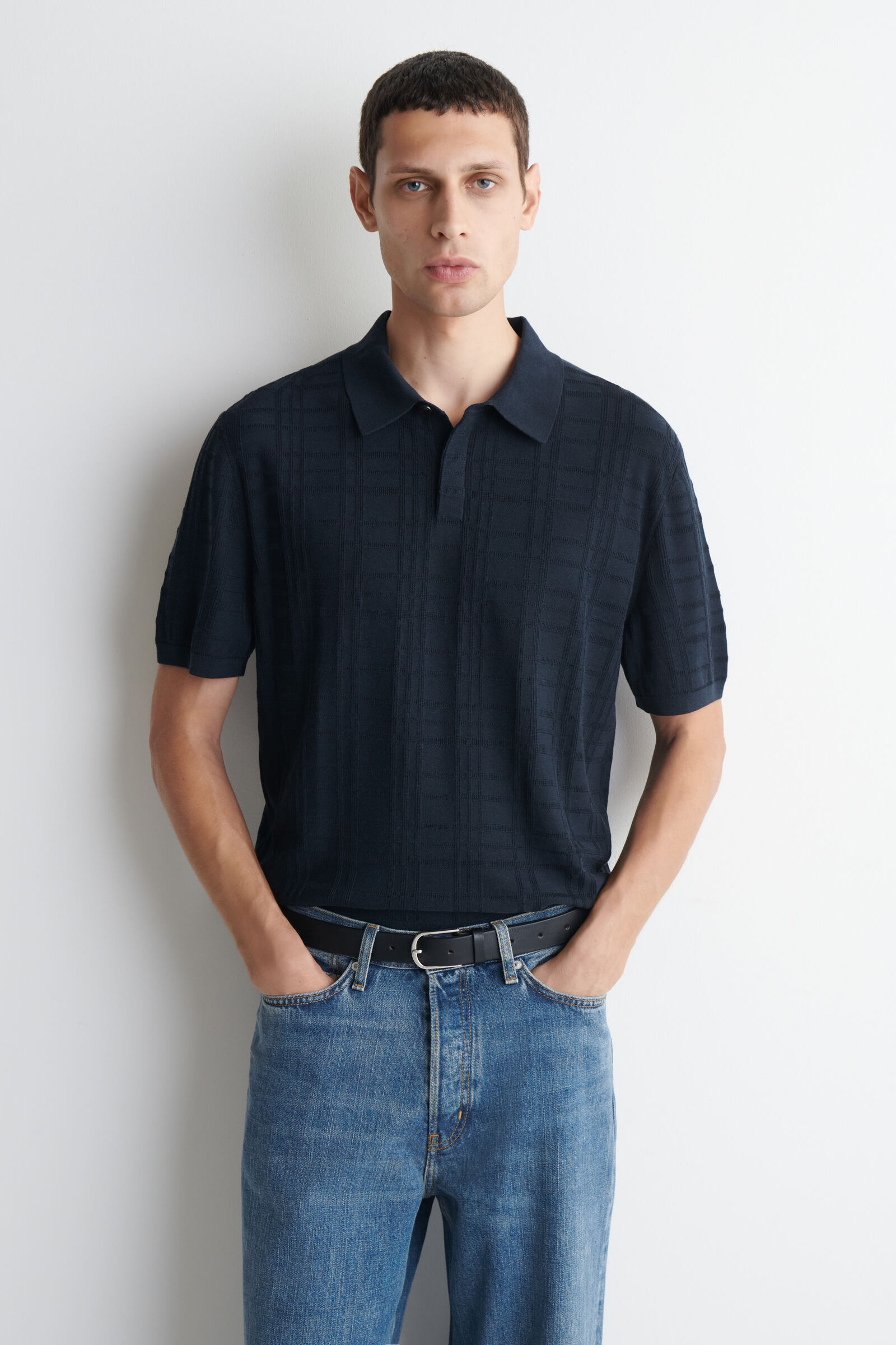 CHECKED JACQUARD-KNIT POLO SHIRT チェック柄 ジャカードニット