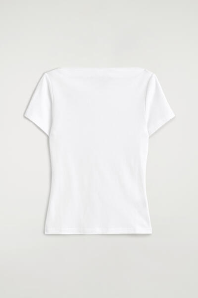 COS スリム ボートネック コットン Tシャツ