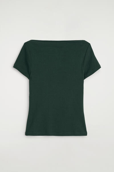COS スリム ボートネック コットン Tシャツ